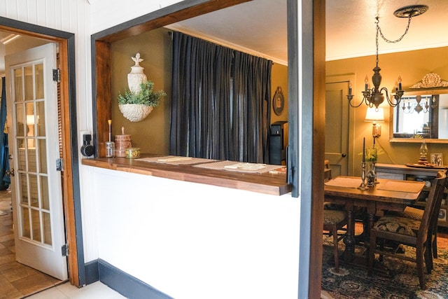 interior space with a notable chandelier