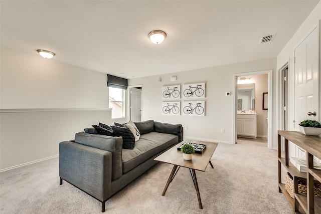 2415 Carlow Ln, Lowry Crossing, TX 75407 - living area with light colored carpet, baseboards, visible vents, and a wall unit AC