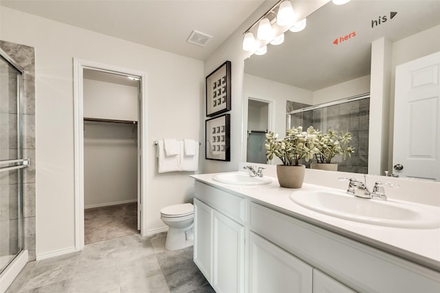 2415 Carlow Ln, Lowry Crossing, TX 75407 - ensuite bathroom with vanity, a ceiling fan, a shower stall, and visible vents