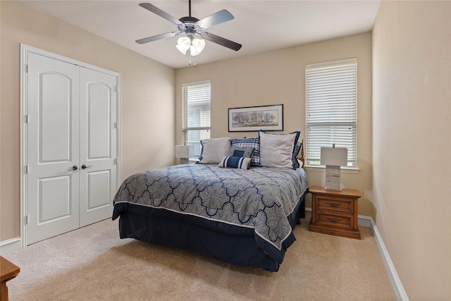 5916 River Highlands Dr, Mckinney, TX 75070 - carpeted bedroom featuring a closet, ceiling fan, and baseboards