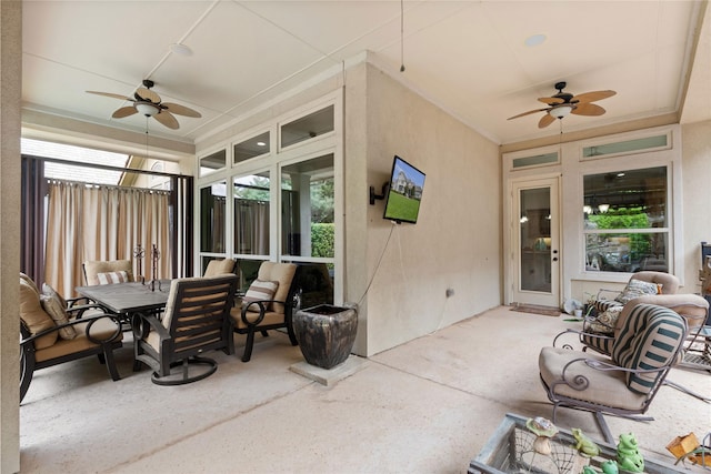 5916 River Highlands Dr, Mckinney, TX 75070 - sunroom with ceiling fan and outdoor dining space