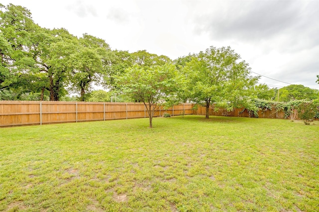 view of yard with a fenced backyard