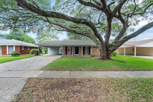 230 Peyton Colquitt Pl, Shreveport, LA 71115 - single story home featuring an attached carport, driveway, a front lawn, and brick siding
