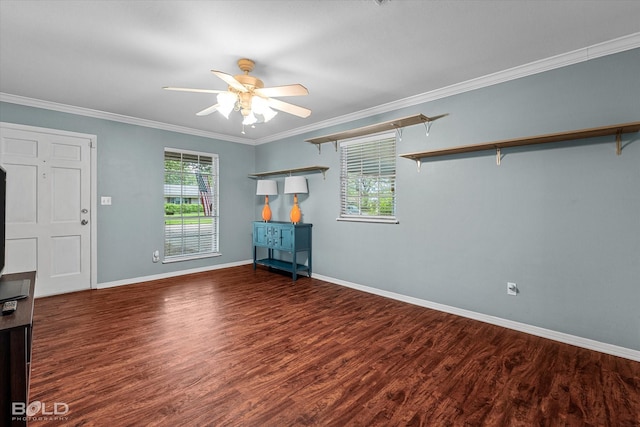 230 Peyton Colquitt Pl, Shreveport, LA 71115 - spare room featuring baseboards, a ceiling fan, wood finished floors, and ornamental molding
