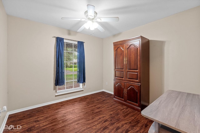 230 Peyton Colquitt Pl, Shreveport, LA 71115 - interior space with a ceiling fan, baseboards, and dark wood-style floors