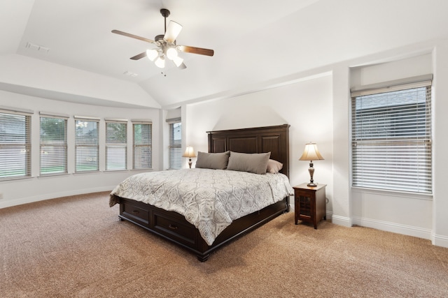 4324 Ashburn Way, Fort Worth, TX 76244 - bedroom with carpet, vaulted ceiling, baseboards, and a ceiling fan