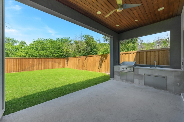 9409 Lenel Pl, Dallas, TX 75220 - view of yard featuring area for grilling, a patio area, ceiling fan, and a sink