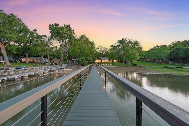 dock area featuring a water view