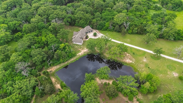 11374 Texas Highway 154 S, Yantis, TX 75497 - birds eye view of property with a water view and a view of trees