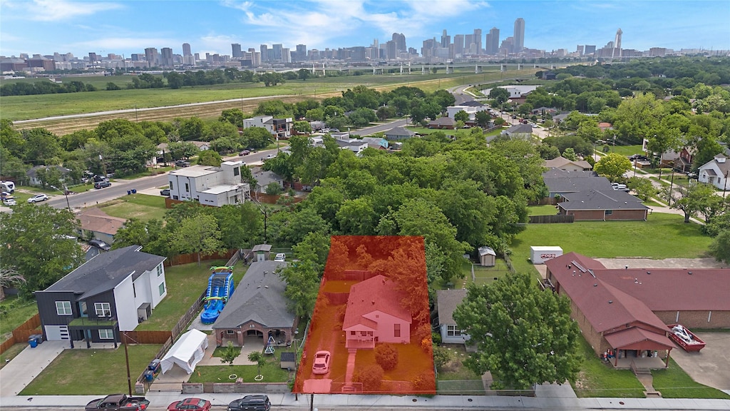 aerial view featuring a city view