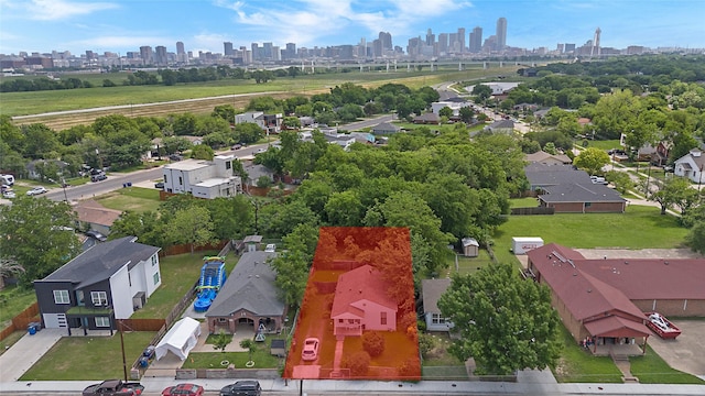 aerial view featuring a city view