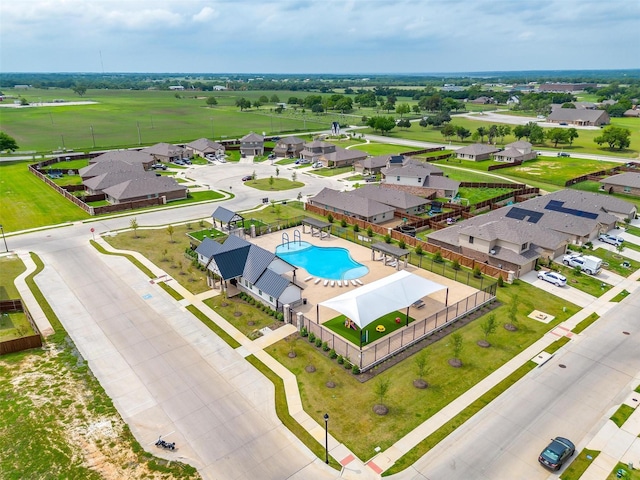 bird's eye view with a residential view