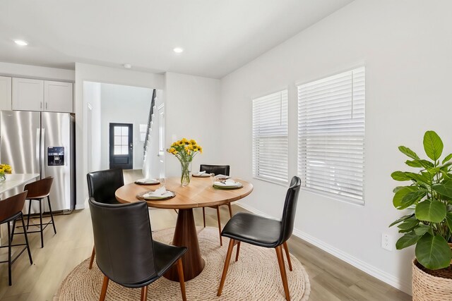 607 Willet Dr, Mckinney, TX 75069 - dining space featuring baseboards, recessed lighting, and light wood-style flooring