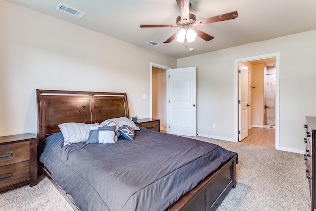 140 Tnt Ct, Springtown, TX 76082 - bedroom featuring visible vents, a ceiling fan, baseboards, and light carpet