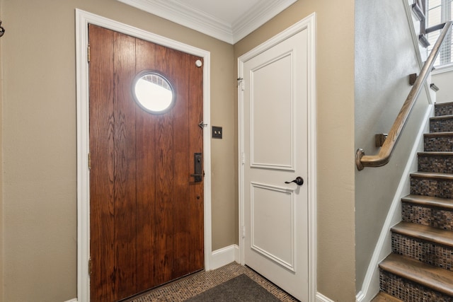 5102 Ridgedale Ave, Dallas, TX 75206 - entryway featuring stairs, baseboards, and ornamental molding