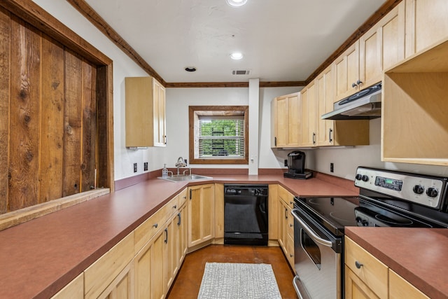 2291 W Fm 550, Rockwall, TX 75032 - kitchen with electric range, a sink, black dishwasher, under cabinet range hood, and visible vents