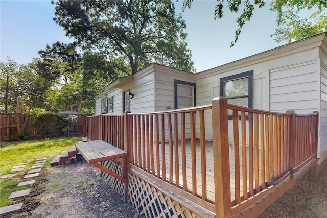 wooden deck featuring fence