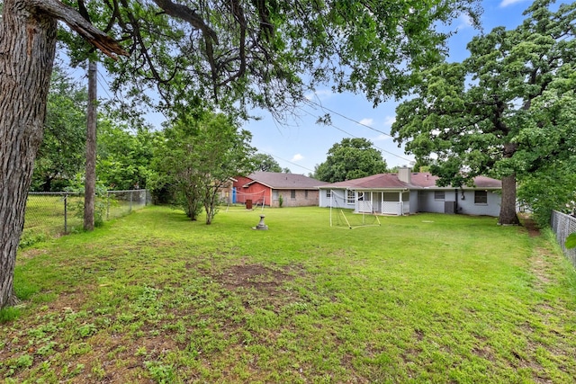 view of yard featuring a fenced backyard