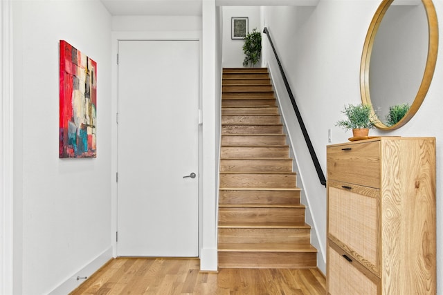 1944 Kearney Ct, Dallas, TX 75204 - staircase featuring baseboards and wood finished floors