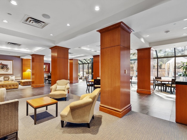 building lobby featuring visible vents