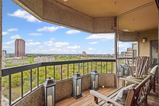 balcony with a view of city