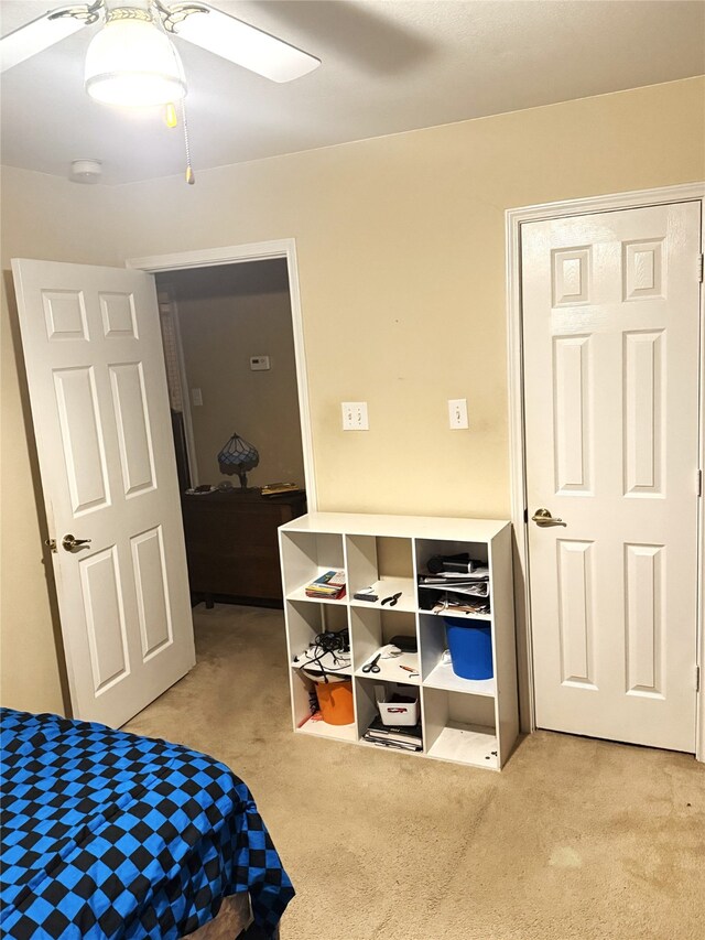 1561 Waterford Dr, Lewisville, TX 75077 - bedroom featuring light colored carpet and a ceiling fan