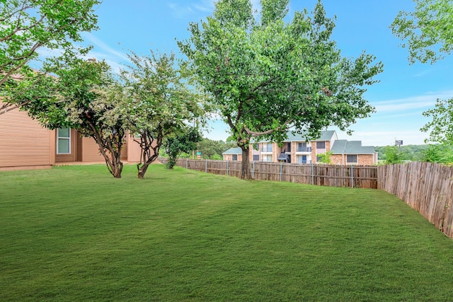 view of yard with a fenced backyard