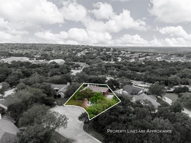 1108 Amberidge Ter, Woodway, TX 76712 - aerial view of residential area with property boundaries highlighted