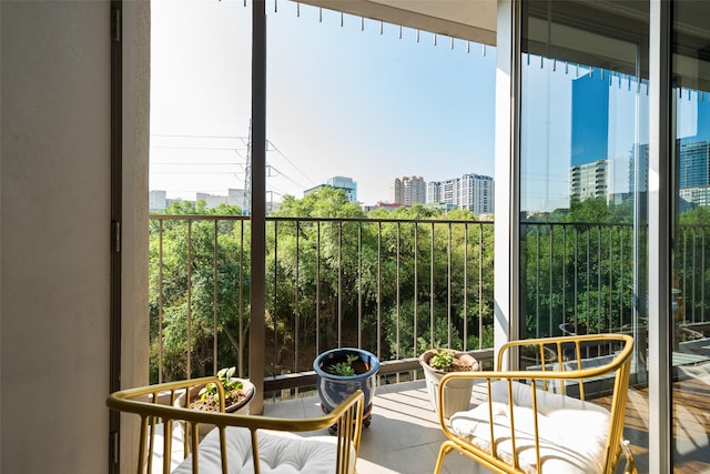 balcony with a view of city