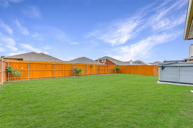 view of yard featuring a fenced backyard