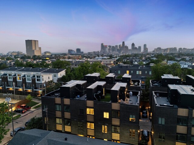 drone / aerial view with a city view