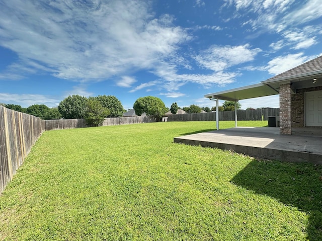 view of yard featuring a fenced backyard and a patio area