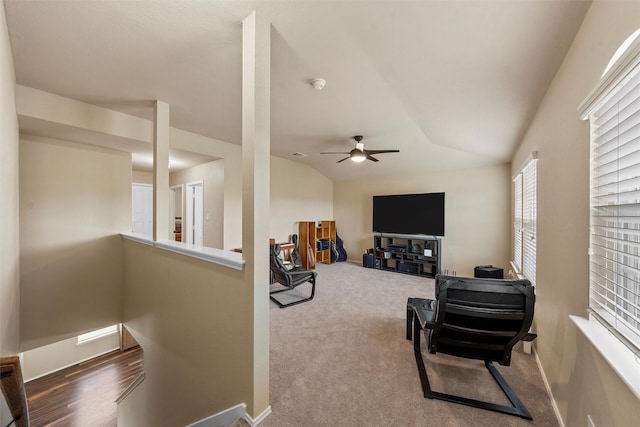 6728 Tierra Dr, Woodway, TX 76712 - sitting room with a ceiling fan and lofted ceiling