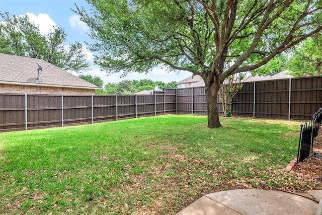 view of yard with a fenced backyard