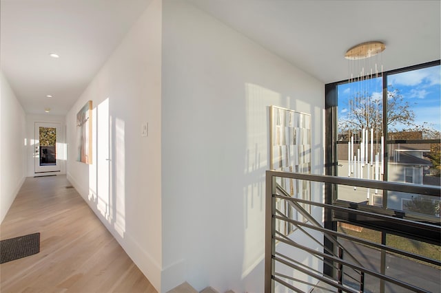 corridor featuring a healthy amount of sunlight and wood finished floors