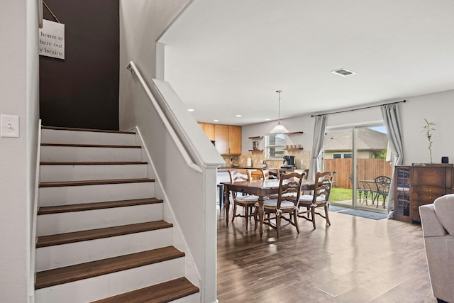 6336 Maritime St, Fort Worth, TX 76179 - stairs with wood finished floors and recessed lighting