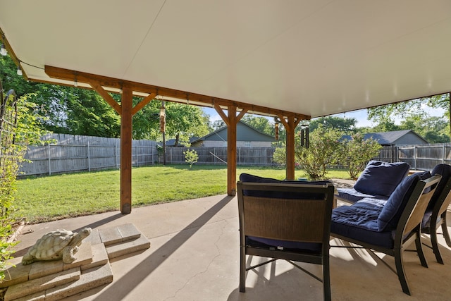 view of patio featuring a fenced backyard