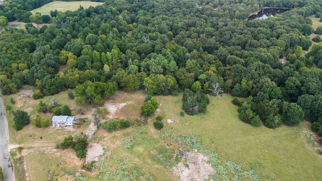 drone / aerial view with a forest view
