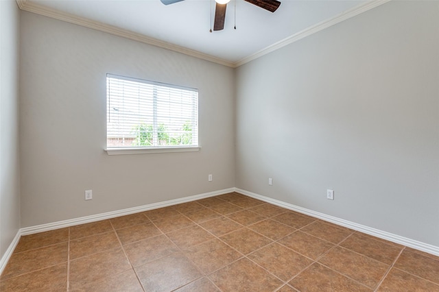 8400 Buxton Ct, Plano, TX 75025 - empty room with crown molding, baseboards, and ceiling fan