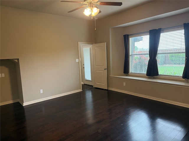 1121 Albany Dr, Fort Worth, TX 76131 - unfurnished room with baseboards, a ceiling fan, and wood finished floors