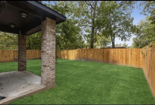 view of yard with a patio and a fenced backyard