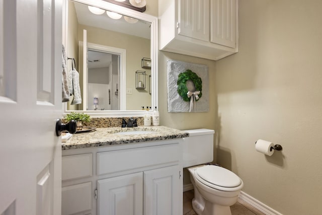 half bathroom featuring toilet and vanity