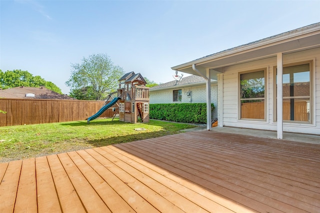 10119 Chisholm Trl, Dallas, TX 75243 - wooden deck featuring a playground