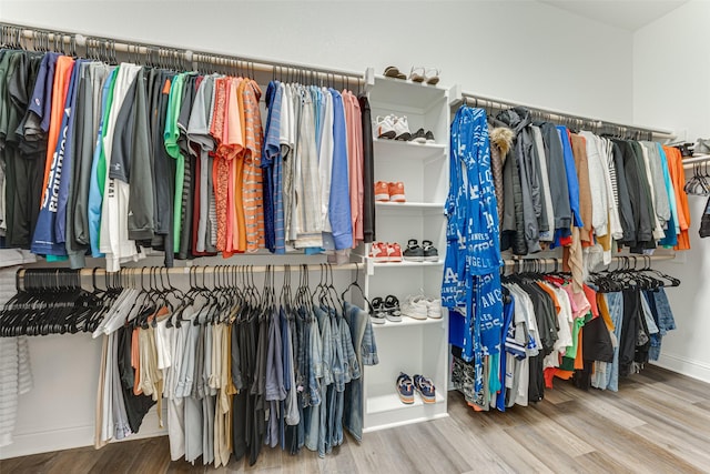 spacious closet with wood finished floors