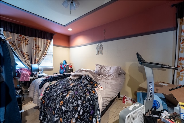 bedroom with recessed lighting
