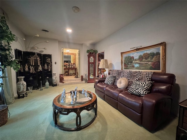 living room with carpet floors