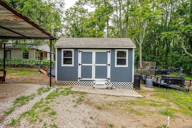 view of shed