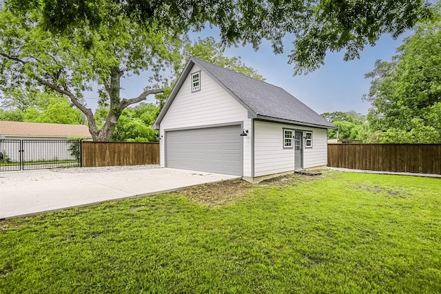 detached garage with fence