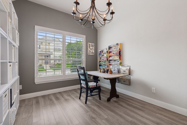 920 Plaza Ln, Argyle, TX 76226 - office area with a chandelier and wood finished floors