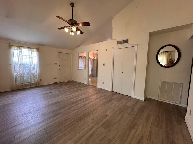 4757 China Rose Dr, Fort Worth, TX 76137 - foyer with a ceiling fan, visible vents, and wood finished floors